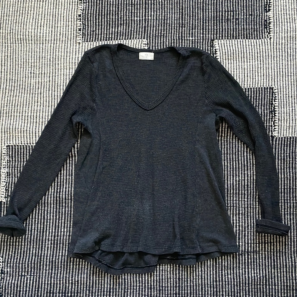 T.la L/S Gray Thermal V-neck Top from Anthropologie